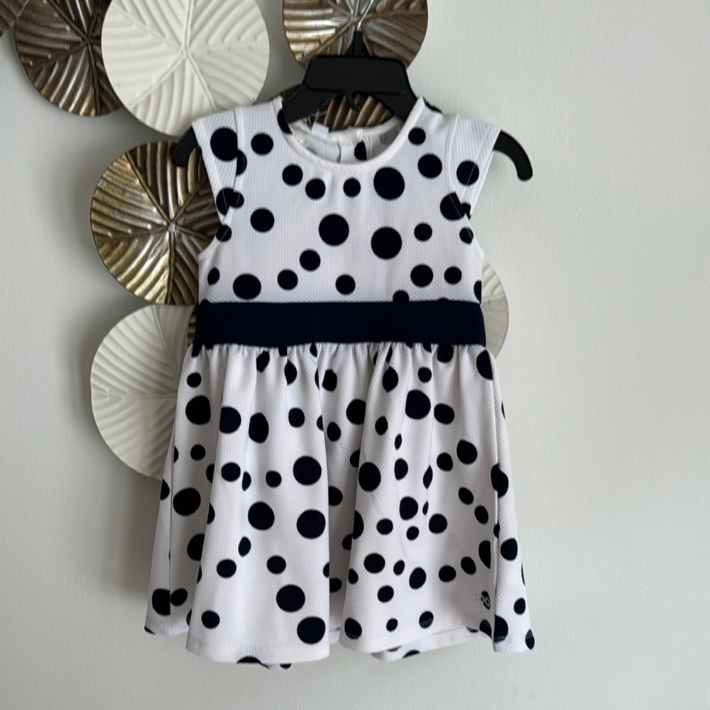 IDO Polka Dot Kids Dress - White and Black size 18 m